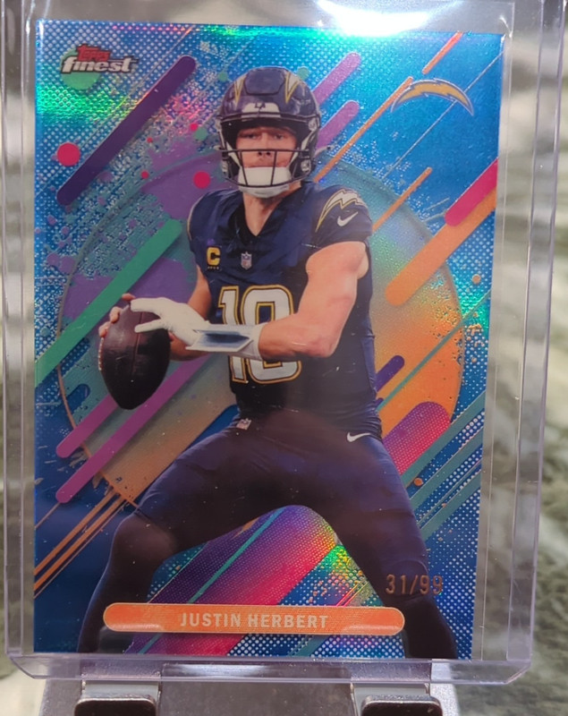 2025 Topps Finest Justin Herbert Rare Blue /99 Los Angeles Chargers
