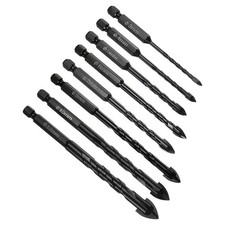 8pcs Masonry Drill Bit 3-12mm Cross Drill Bits Tip Concrete Bit 89-124mm Black