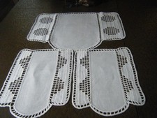 Antico Antimacassar anni 20 3 pezzi COMBO h uncinetto pizzo bordato e centri lino