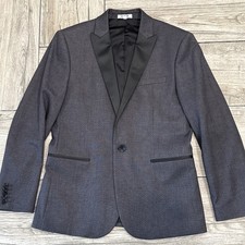 Express Edition Gray Tuxedo Jacket Size 38S Black Satin Lapel Men's Slim Fit