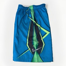 Nike Boys Swoosh Swim Trunks Size Small Turquoise Green Black Swimwear w/ Mesh