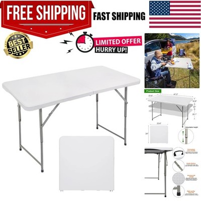 4ft Folding Utility Table - Portable, Adjustable Height for Dining & Picnics