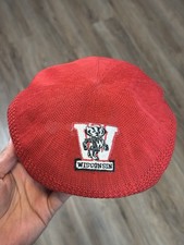 Vintage Wisconsin Badgers Newsboy Flat Cap Red Embroidered Stacy Adams Size S/M