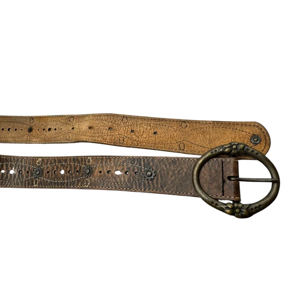 Оригинальный винтажный мужской коричневый ремень из натуральной кожи с пряжкой размер 30-34 - Изображение 4 из 4