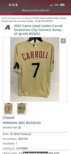 Hillsborough Hops Game Used CORBIN CARROLL Autographed Jersey Inscribed W/ CERT - Picture 10 of 12