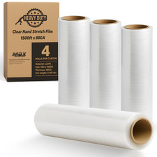 18 x 1500FT Stretch Wrap 80 Gauge Heavy Duty Clear Pallet Film 4 Rolls Case Pack