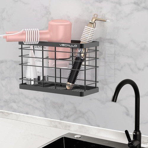 Hair Dryer Holder - Tool Organizer Wall Mount/Adhesive Blow Black - Picture 2 of 6