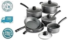 New Black Nonstick Cookware Set Frying Pan Saucepan Dutch Oven Dishwasher Safe