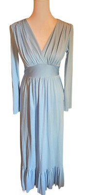 Vintage 1970s Rage of California Light Blue Maxi Dress Size S Ruffle  Dropped Tie | eBay