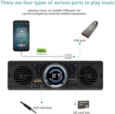 Single 1 Din FM Bluetooth Car Stereo Radio Head Unit Built-in Speakers In-Dash