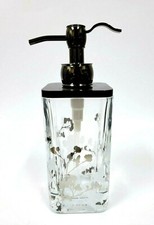 NEW HOTEL FIRENZE OIL RUBBED BRONZE,HEAVY GLASS,WHITE LEAF,TREE,SOAP DISPENSER
