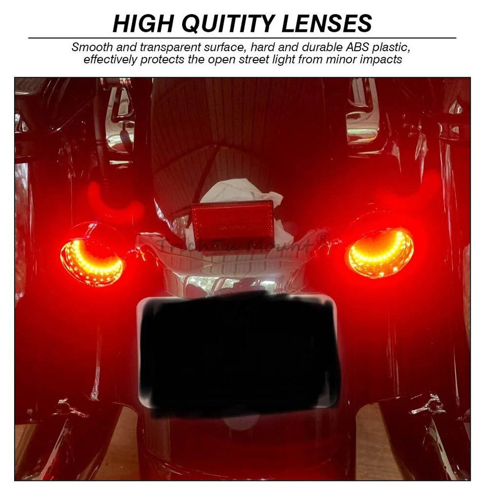 Motorcycle Front Rear Turn Signal Lens Cover Fit For Harley Bullet Light Fat boy - Image 3 of 4