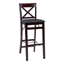 Folding Bar Stool Dining Chair Kitchen Counter 30" Upholstered Seat 300 Lb Cap