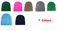 Unisex Plain Warm Knit Beanie Hat Cuff Skull Ski Cap 7 pack