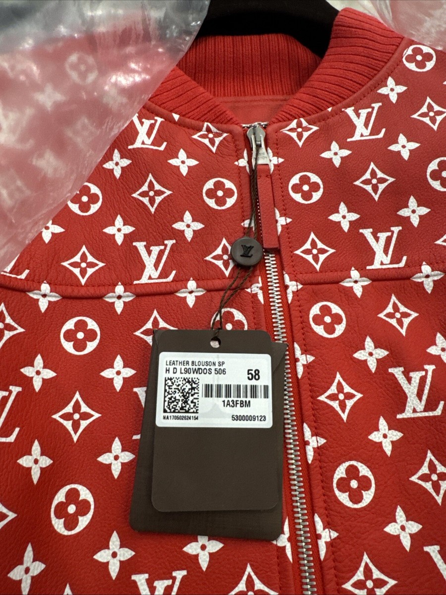 ONLY BIG SIZE Supreme X Louis Vuitton Red Leather Blouson Monogram
