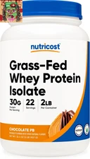 Grass-Fed Whey Protein Isolate (Chocolate Peanut Butter) 2LBS - Non-Gmo, Gluten 