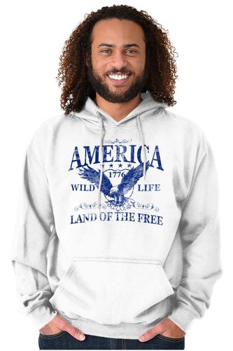 America Wild Life 1776 Land of the Free Adult Long Sleeve Hoodie Sweatshirt - 第 4/9 張圖片
