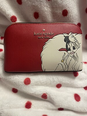 Hard To Find - NWT Kate Spade New York Disney X Cruella Makeup Bag Red/Multi