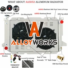 3 Row Radiator Shroud Fan Kits FOR 85-97 Ford Bronco F250 F350 F150 5/5.8/7.5 V8