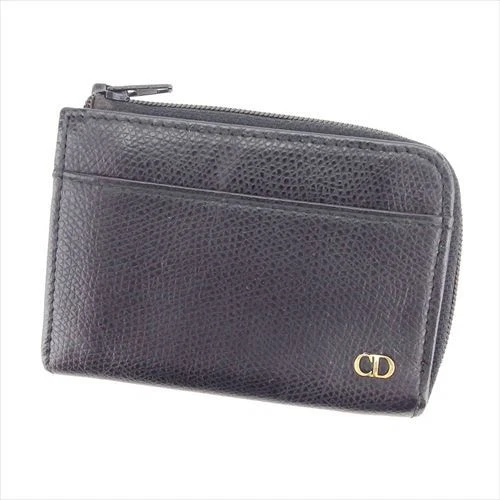 Sac à main portefeuille Dior pièce à main cuir noir femme unisexe authentique d'occasion C3515