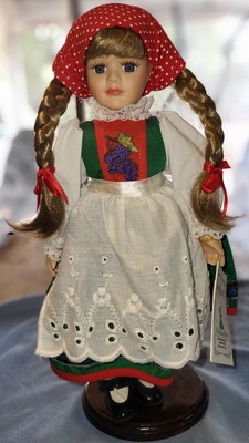 12'' Folklore Porcelain Doll made by Schneider - Blonde Girl Germany 