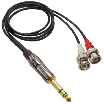6.3mm (1/4'') TRS Male to 2x BNC Male RG174 Splitter Cable