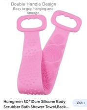 Bath Scrubber With Double Handles Silicone Pink USA Seller