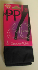1 Pair Pretty Polly 60 Denier Opaque Tights 3D fit Size Medium/Large Navy Blue