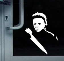 Michael Myers Knife Creepy White Vinyl Decal Car Truck Windows laptop notebook