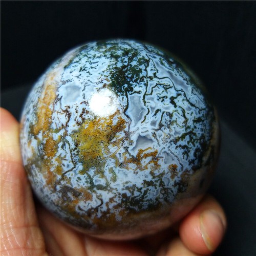 RARE 428g Natural Moss Agate Aquatic Plants Agate Crystal Sphere Healing YWD577 - Picture 6 of 12