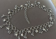 Vintage Silver Tone Dangling Animals Donkey Horse Elephant Camel Belt 35-40  
