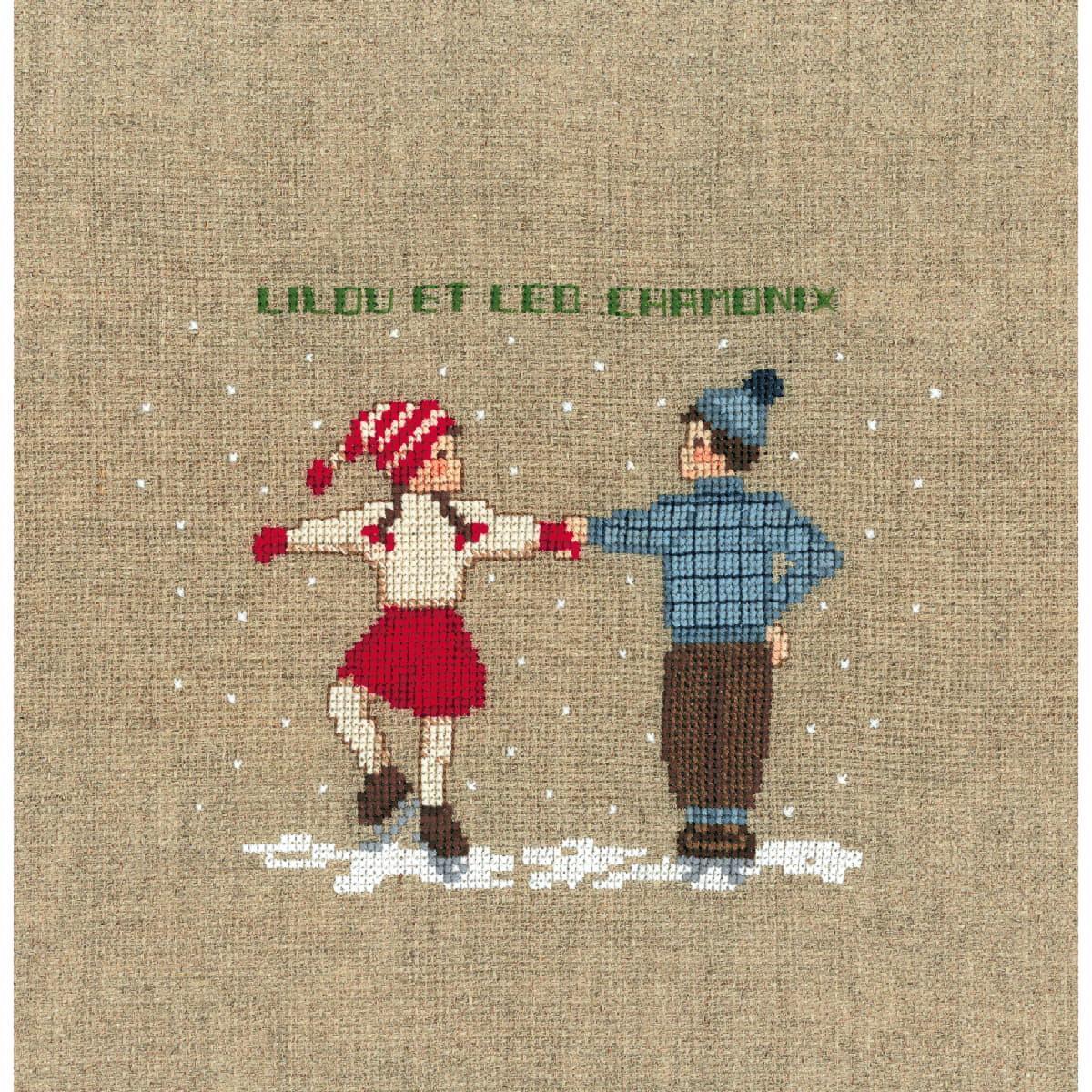 Le Bonheur des Dames counted cross stitch kit ""Two Skating Dancers"", 12x15cm, DI