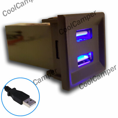 VW T5 Transporter Phone Charger ASR Dash Blank Switch + USB Extension Audio Blue
