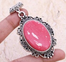 Red Mosaic 925 Silver Plated Handmade Pendant of 2.3"