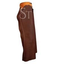 Western Shotgun Fashion Long Chaps Cowhide Leather Horse Riding Chinks All Sizes