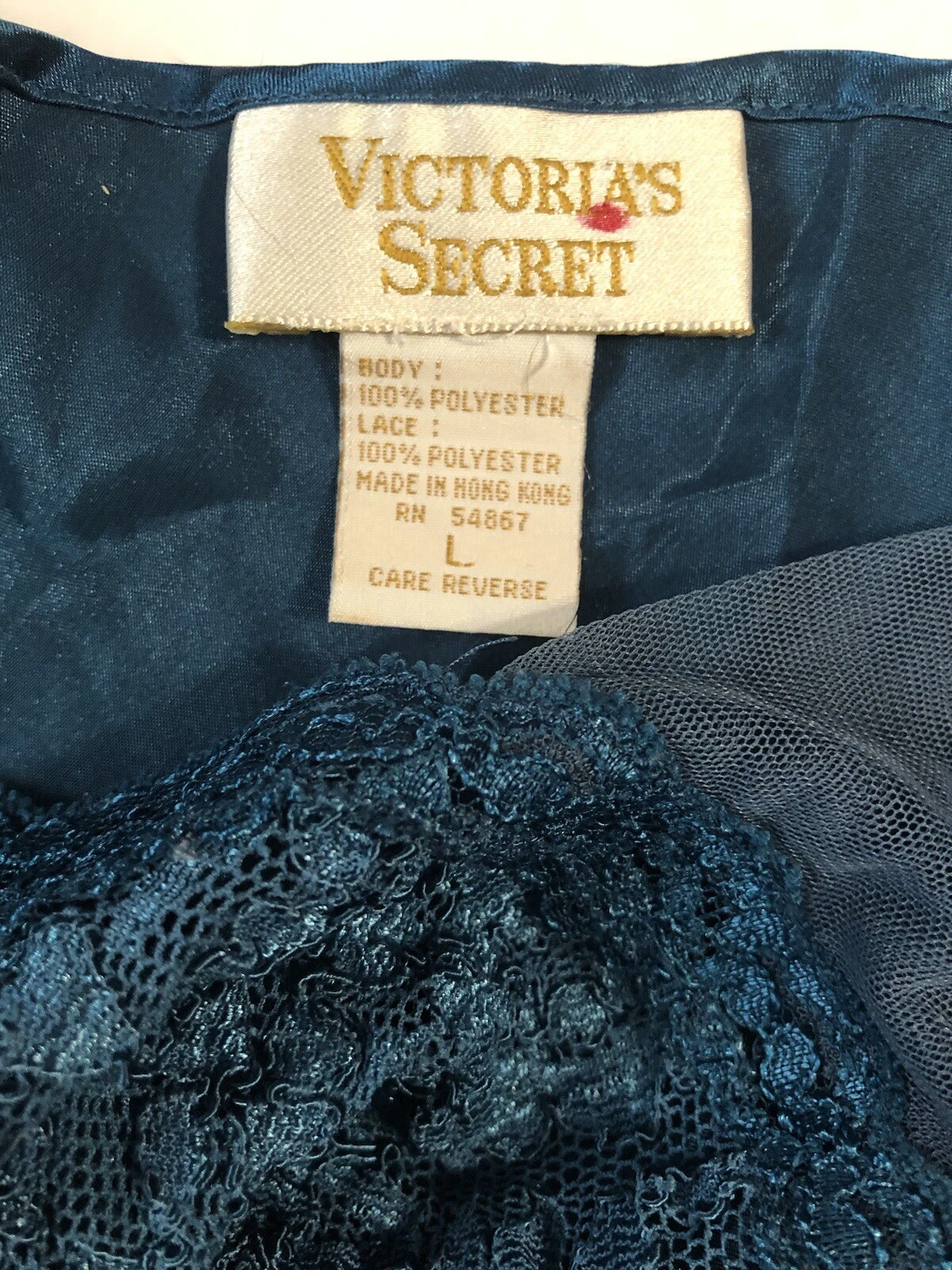 UNDERCOVER Camicia da notte lunga vintage anni 90 etichetta oro Victoria’s Secret raso slip dress verde L