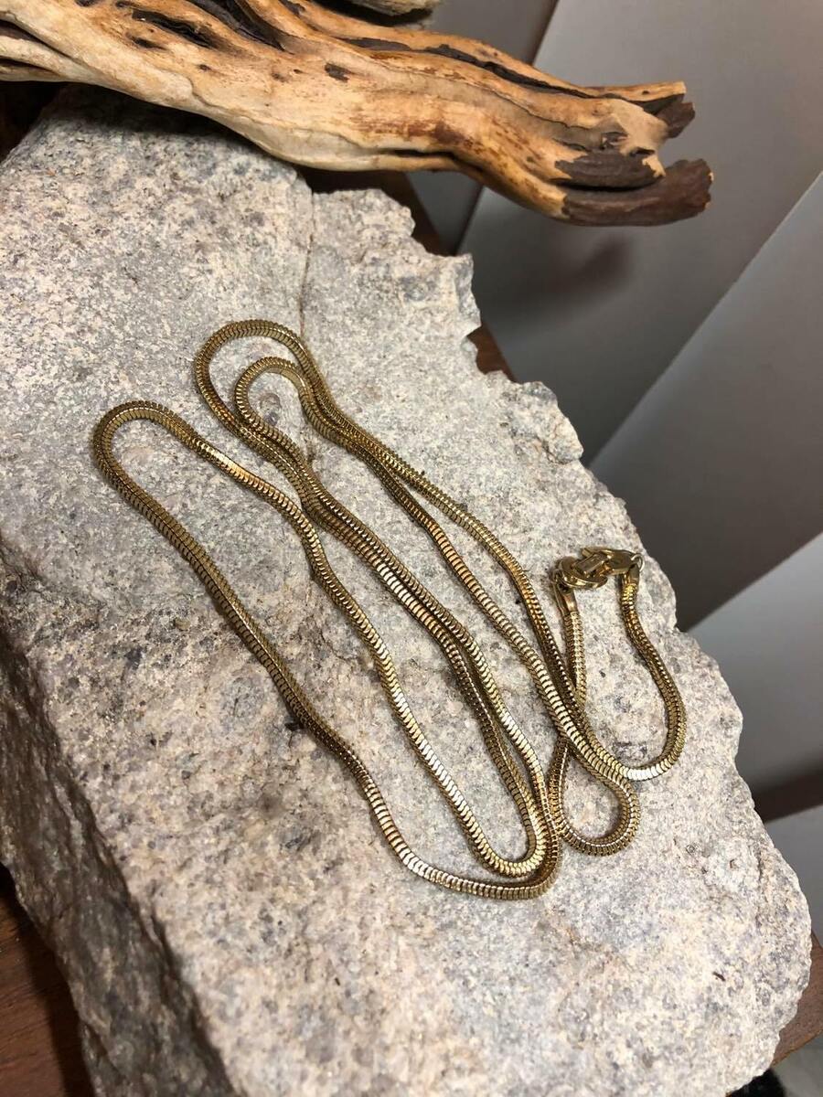 Vintage Christian DIOR Gold tone Four Angle Snake Chain Long Vintage Christian DIOR Gold tone Four Angle Snake Chain Long