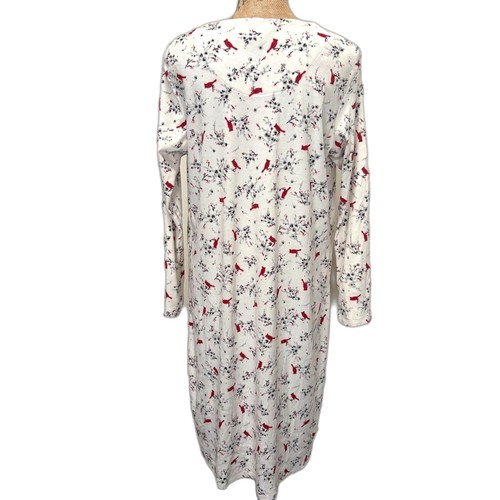 Secret Treasures Fleece Nightgown Mumu White Cardinal Bird Print Size Large - Picture 5 of 7
