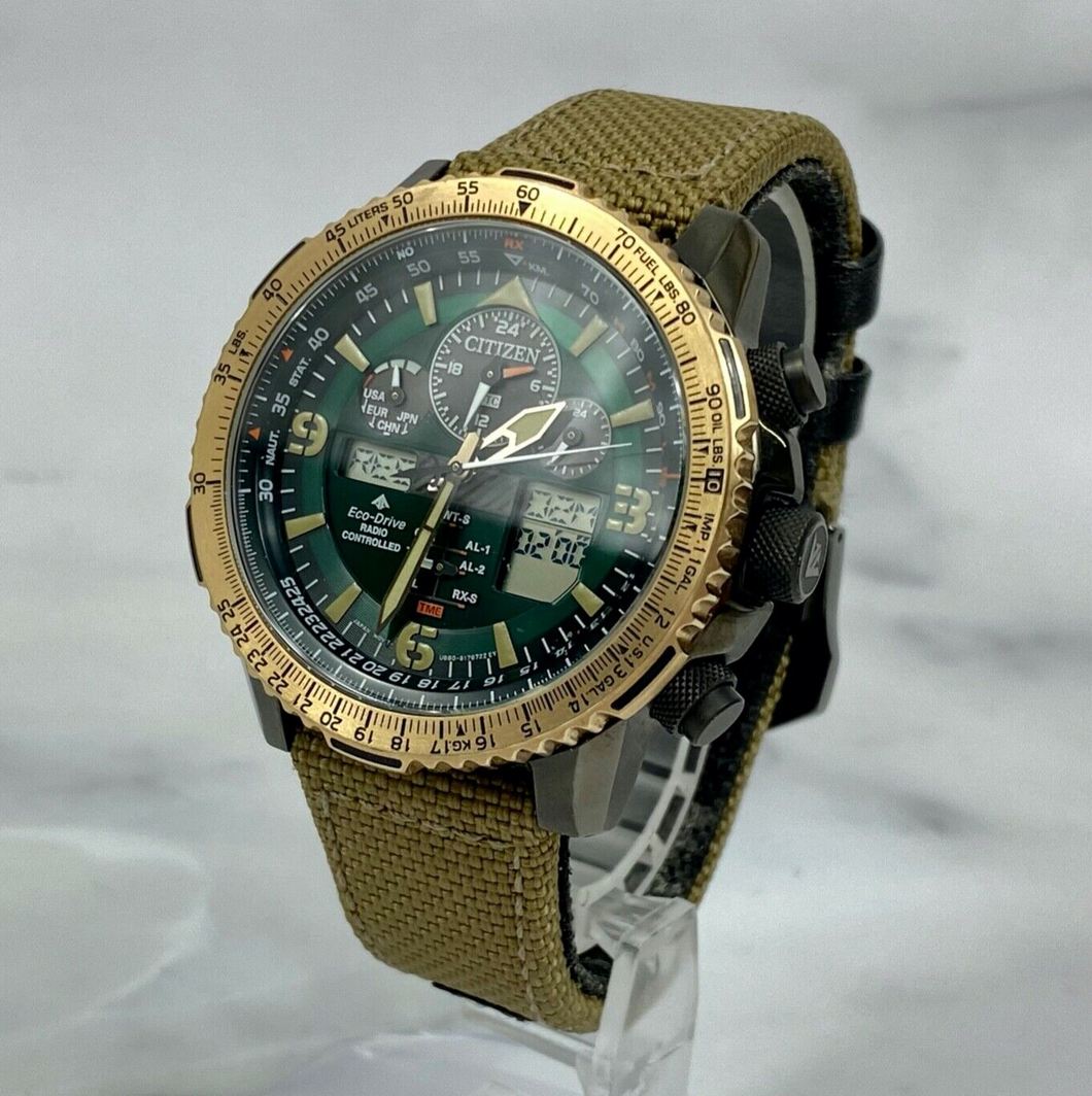 Citizen Promaster Green Dial World Time Eco-Drive Watch Men's