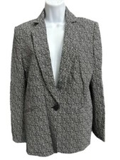 New York  Company Stretch Blazer size 6 Black White Lined Woven Suit Coat 70