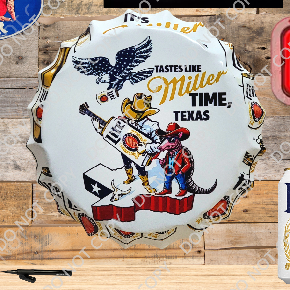 Texas Vintage Stl Miller Lite Metal Sign for Man Cave Cafe Bar