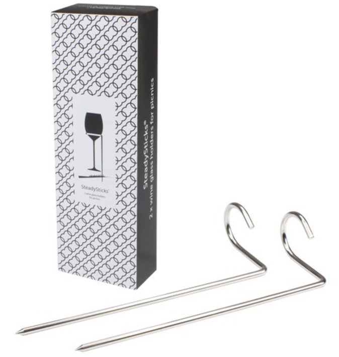 Steady Sticks Wine Glass Holders for Picnics Camping Beach BBQ Can't