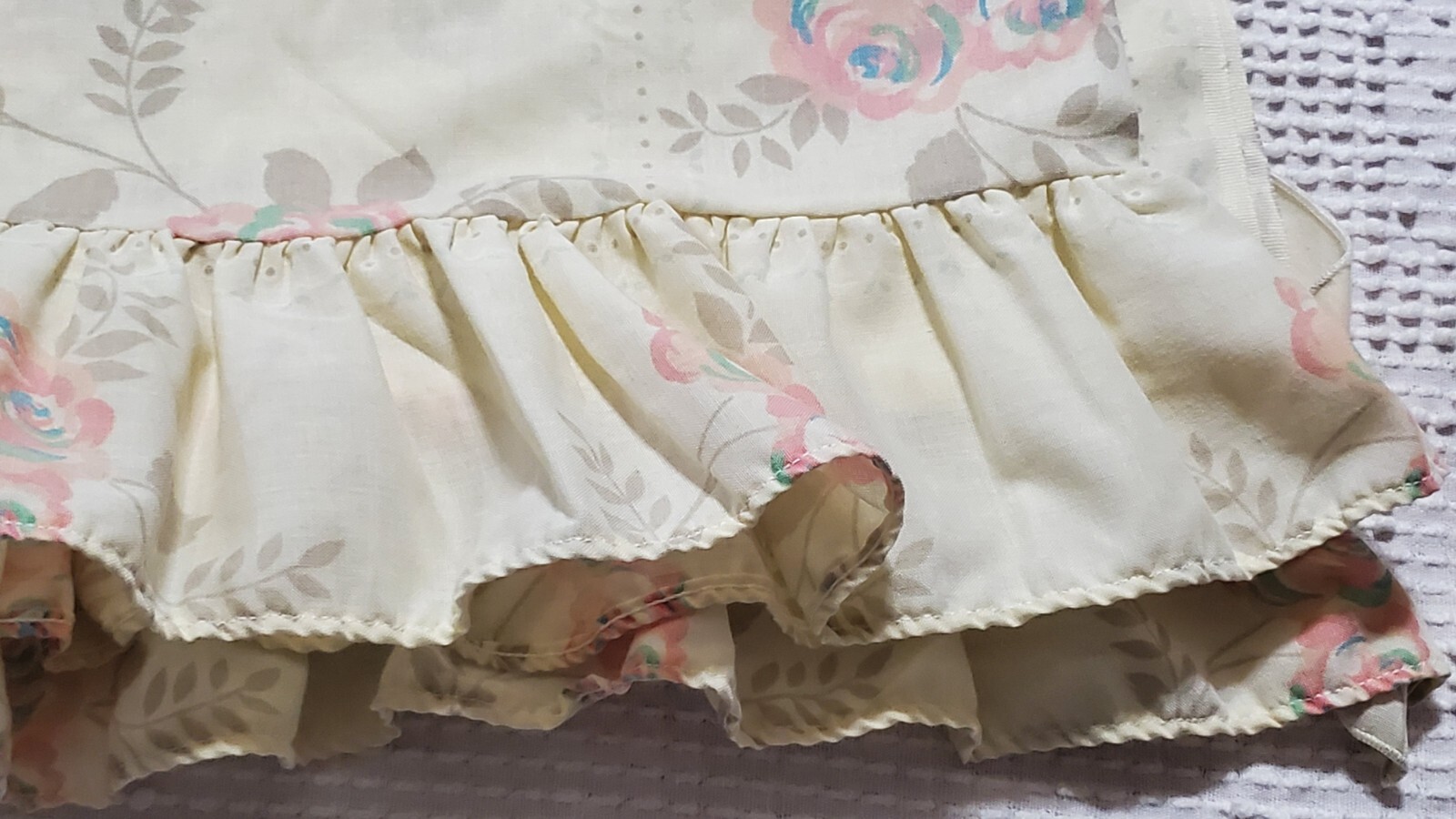 Vtg Wamsutta Superlin Double Flat Sheet And Pillowcase Butterfly Floral Ruffled