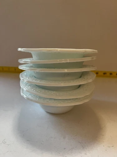 Set of 6 Indiana White Milk Glass Orange Blossom Berry Dessert Bowls