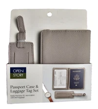 Open Story Passport Case & Luggage Tag Set - Tan