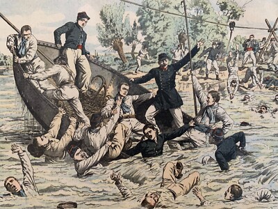 DIE KLEINE ZEITUNG - ÜBERBRÜCKUNGSMANÖVER IN DER ISERE - SCHRECKLICHER UNFALL - 1906