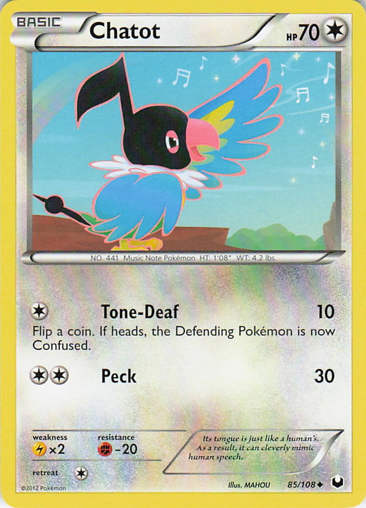 Chatot 85/108 Uncommon Dark Explorers Pokemon Lightly Played