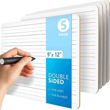 5 Pack Lined White Boards for Students 9X12 - Lined Dry Erase Boards Classroom P