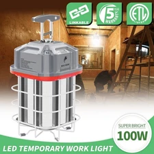 Portable LED Temporary Work Light 100W Linkable Factory Garage Hanging Work Lamp