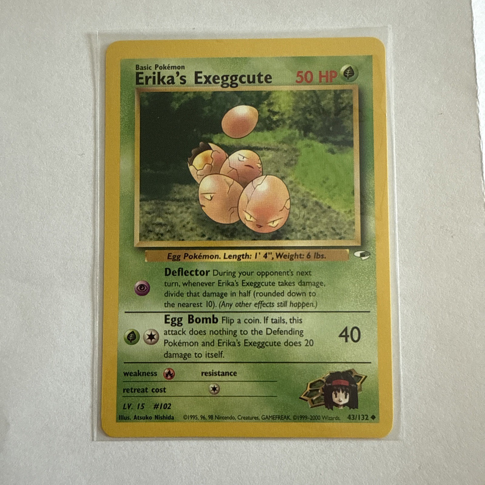 2000 Pokemon Erika's Exeggcute 43/132 Gym Heroes Non Holo Uncommon Card